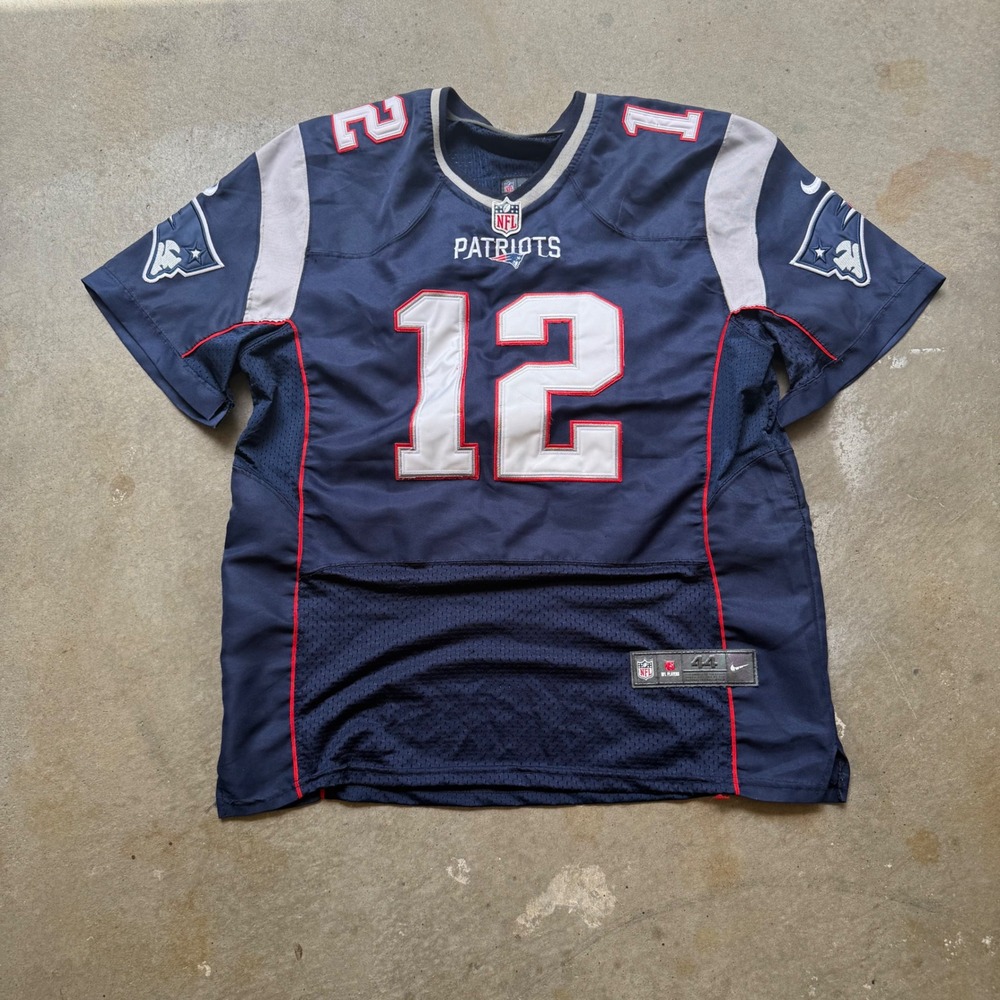 Nike NFL New England Patriots Tom Brady 12 On Field Jersey Navy Blue Size 44 L